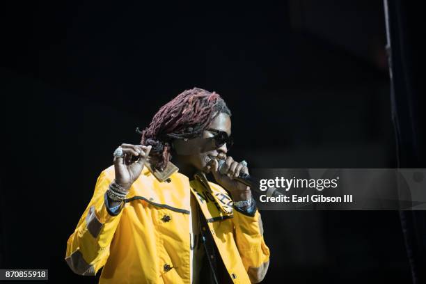 Rapper Young Thug performs at ComplexCon 2017 on November 5, 2017 in Long Beach, California.