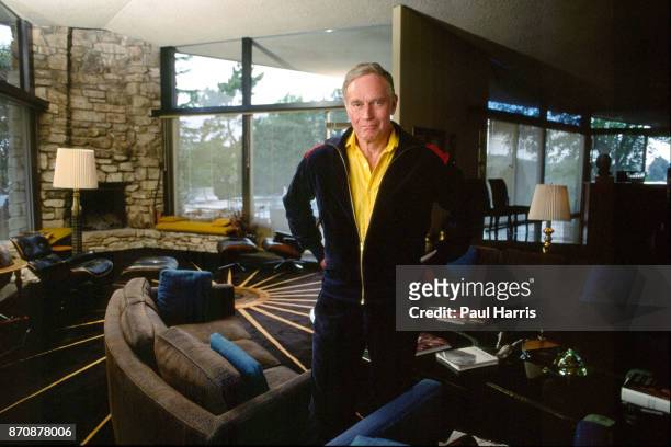 Hollywood veteran Charlton Heston relaxing in his Beverly Hills home April 6, 1989