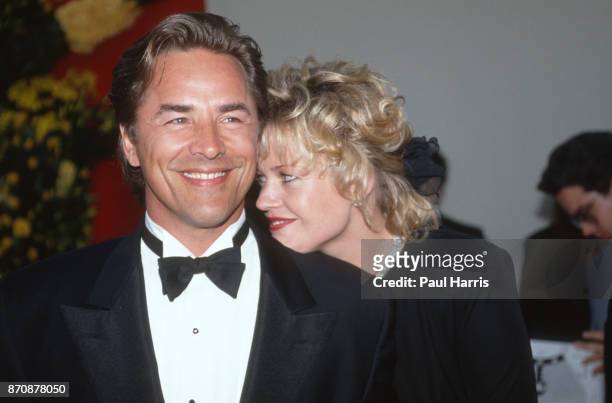 Don Johnson and Melanie Griffiths at an event April 29, 1989 Hollywood, Los Angeles, California