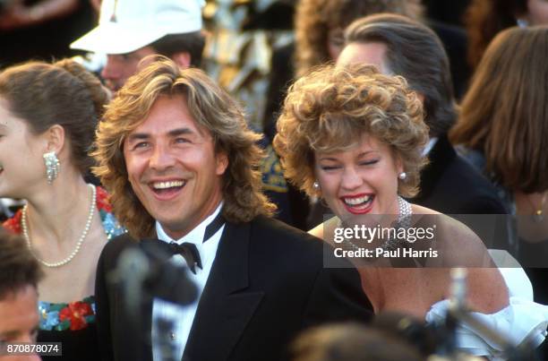 Don Johnson and Melanie Griffiths arrive at the 1989 Oscars April 28, 1989 Dorothy Chandler Pavilion, Los Angeles, California .