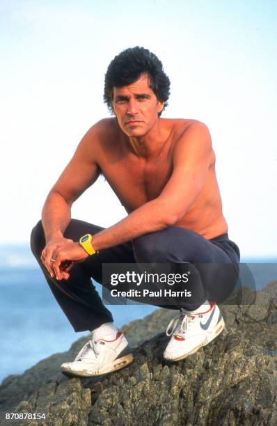 Mark Spitz trains, trying to get in shape for the 1992 Olympics May 17, 1990 Topanga Beach, Los Angeles, California