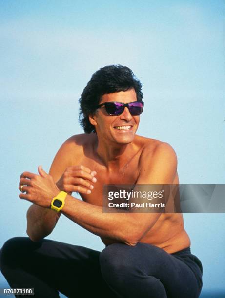 Mark Spitz trains, trying to get in shape for the 1992 Olympics May 17, 1990 Topanga Beach, Los Angeles, California
