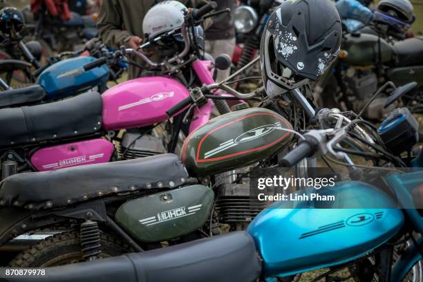 Minsk motorcycles showcase at the gathering of hundreds of Minsk enthusiasts on November 5, 2017 in Hanoi, Vietnam. A new generation of Vietnamese...