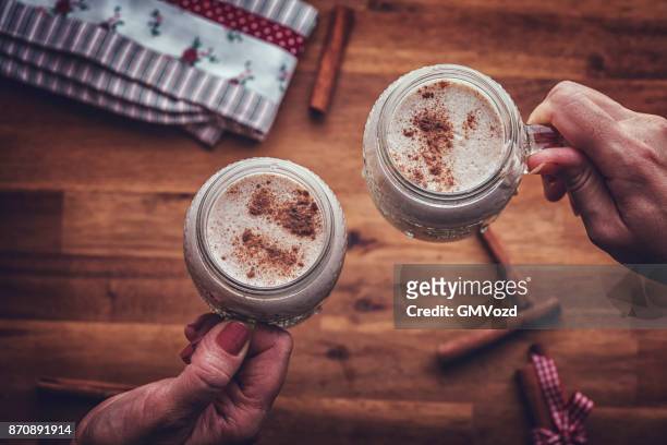homemade eggnog for christmas - eggnog stock pictures, royalty-free photos & images