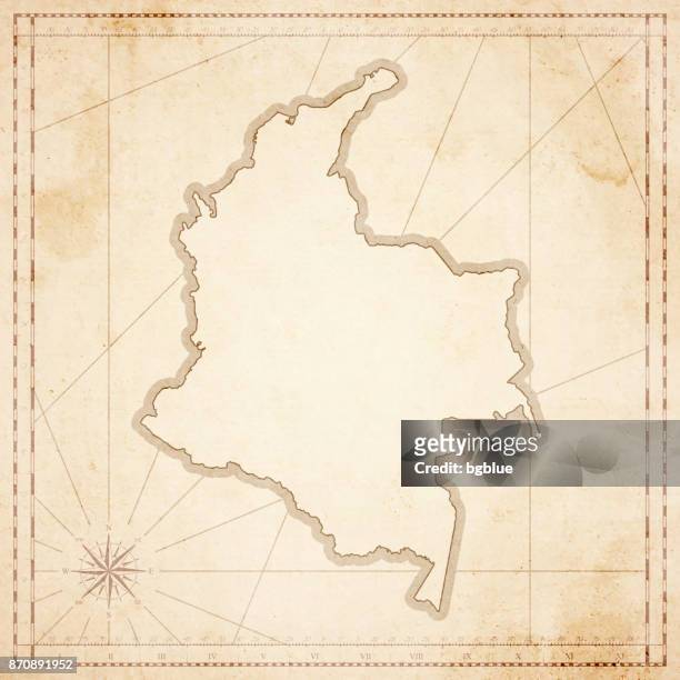 colombia map in retro vintage style - old textured paper - colombia pattern stock illustrations