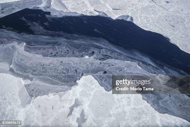 Sea ice is seen from NASA's Operation IceBridge research aircraft in the Antarctic Peninsula region, on November 4 above Antarctica. NASA's Operation...