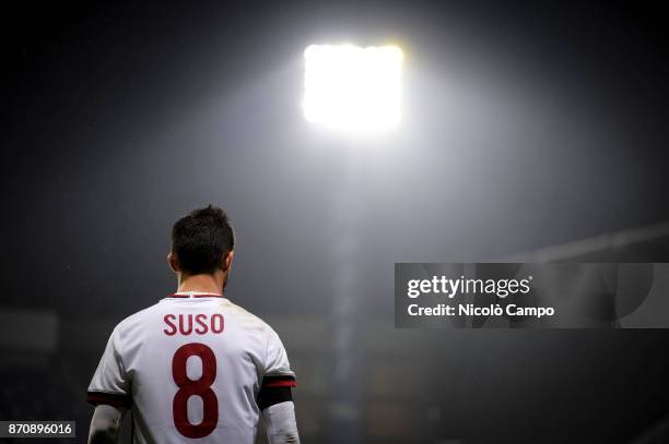 Suso of AC Milan is pictured during the Serie A football match between US Sassuolo and AC Milan. AC Milan won 2-0 over US Sassuolo.