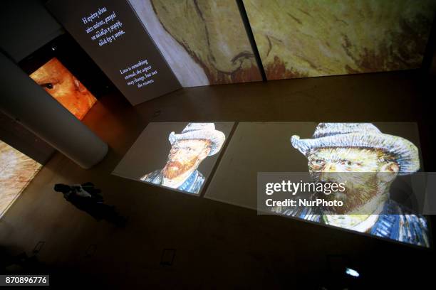 Multimedia art exhibition entitled Van Gogh Alive featuring the work of the Dutch painter Vincent Van Gogh at Megaron Hall in Athens, Greece,...