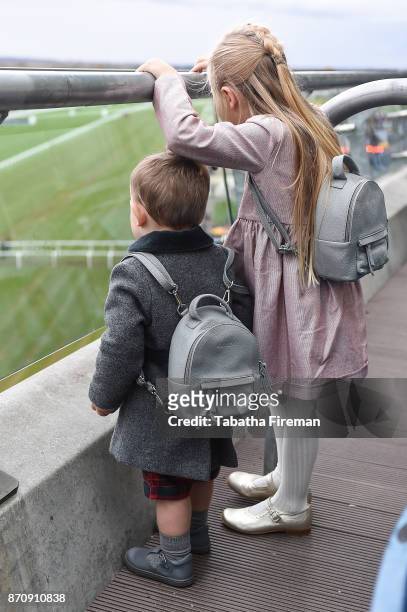 Harlen and Harlow White attend race day at Ascot Racecourse on November 4, 2017 in Ascot, England.