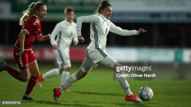 Gentiana Fetaj of Germany in action during the U16 Girls international friendly match betwwen Denmark and Germany at the Skive Stadion on November 6,...