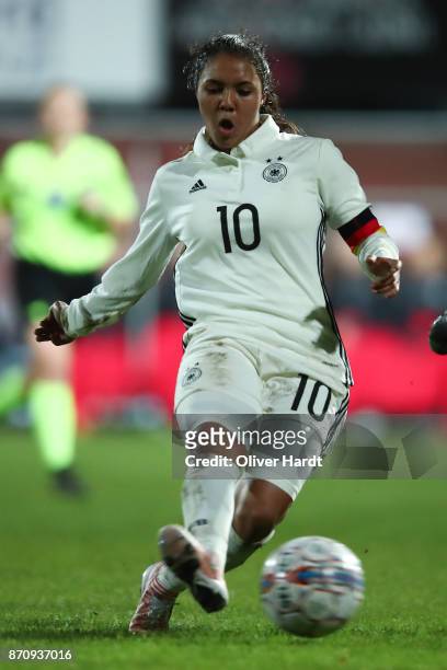 Gia Corley of Germany in action during the U16 Girls international friendly match betwwen Denmark and Germany at the Skive Stadion on November 6,...