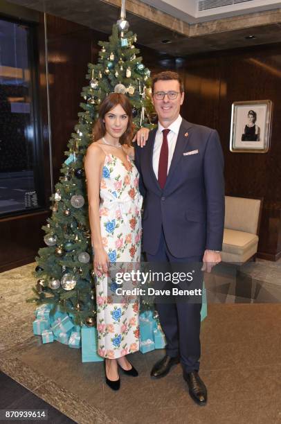 Alexa Chung and Barratt West, Managing Director at Tiffany & Co. Pose outside the Tiffany & Co. Old Bond Street Store as she unveils the Tiffany...