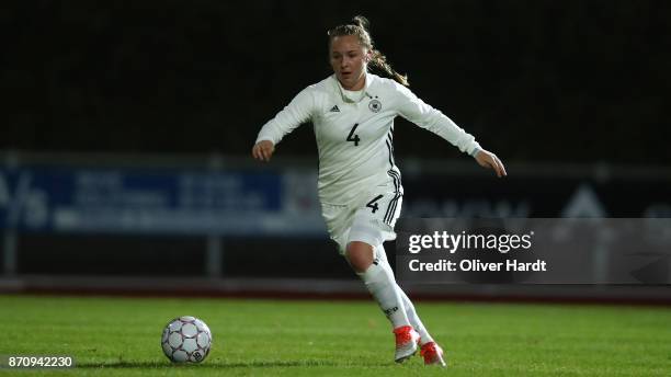 Madeleine Steck of Germany in action during the U16 Girls international friendly match betwwen Denmark and Germany at the Skive Stadion on November...