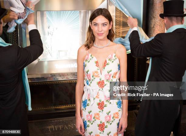 Alexa Chung unveils the Tiffany &amp; Co Christmas Windows on Old Bond Street, London.