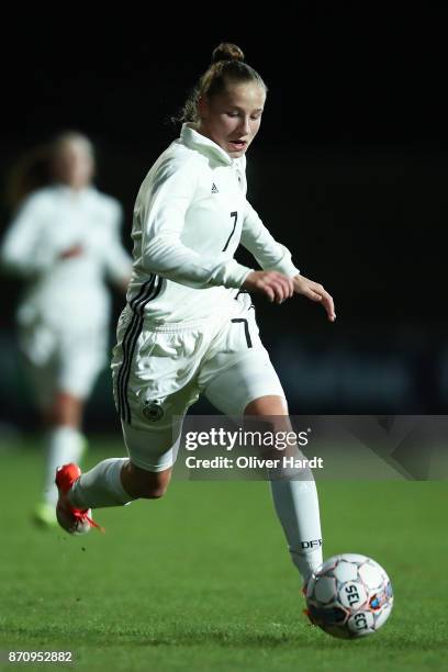 Nicole Woldmann of Germany in action during the U16 Girls international friendly match betwwen Denmark and Germany at the Skive Stadion on November...