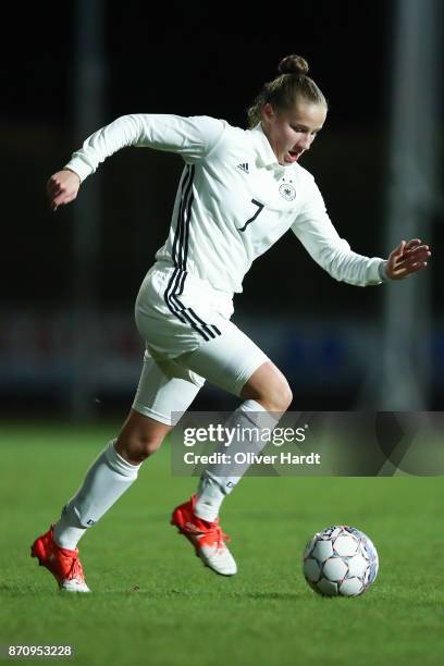 Nicole Woldmann of Germany in action during the U16 Girls international friendly match betwwen Denmark and Germany at the Skive Stadion on November...