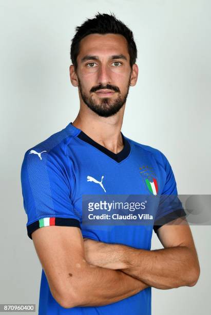 Davide Astori of Italy poses during the official portrait session at Coverciano on November 6, 2017 in Florence, Italy.