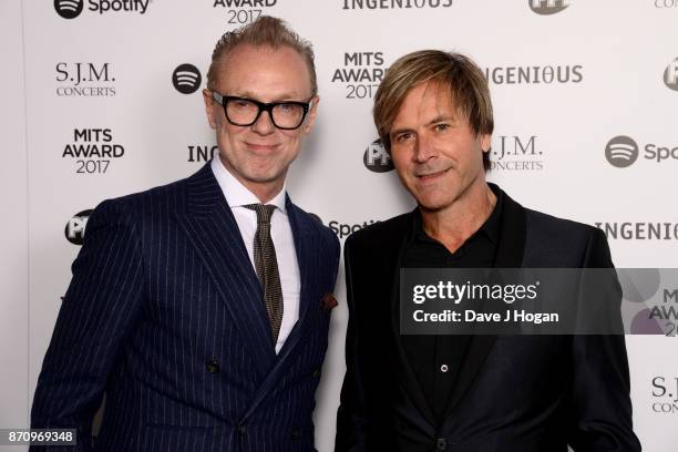Gary Kemp and Steve Norman attend the 26th annual Music Industry Trust Awards held at The Grosvenor House Hotel on November 6, 2017 in London,...