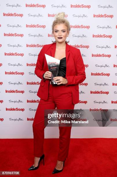 Award winner Lucy Fallon attends the Inside Soap Awards held at The Hippodrome on November 6, 2017 in London, England.