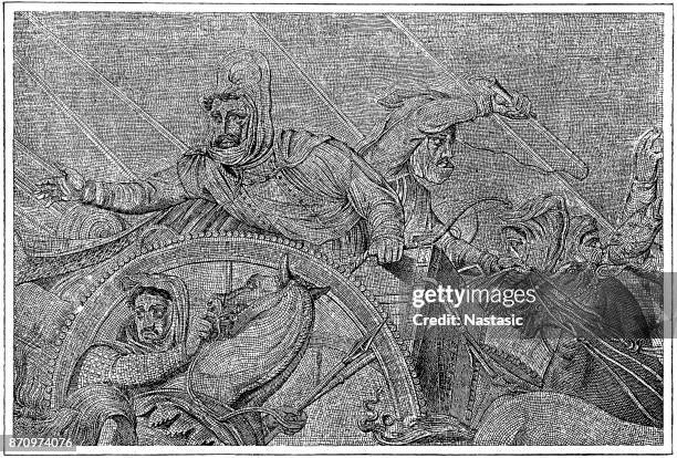 alexander mosaic (c.100 bc), pompeji, schlacht von issos - darius iii stock-grafiken, -clipart, -cartoons und -symbole