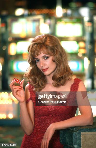 Joanne Whalley, films Kill Me Again in a casino in Las Vegas February 12, 1989 Las Vegas, Nevada .