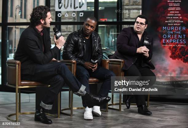 Tom Bateman, Leslie Odom Jr. And Josh Gad attend the Build Series to discuss the new film 'Murder on The Orient Express' at Build Studio on November...
