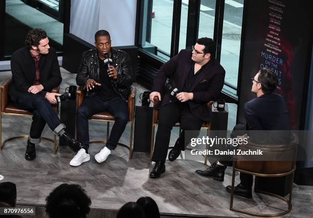 Tom Bateman, Leslie Odom Jr. And Josh Gad attend the Build Series to discuss the new film 'Murder on The Orient Express' at Build Studio on November...