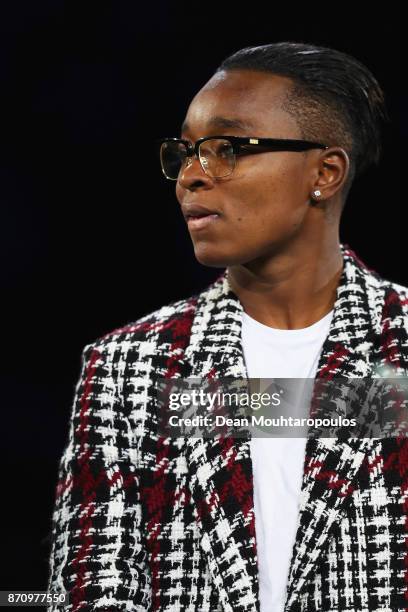 Judoka , Audrey Tcheumeo of France is pictured at the Jack Sock of the USA and Filip Krajinovic of Serbia Mens Final on day 7 of the Rolex Paris...