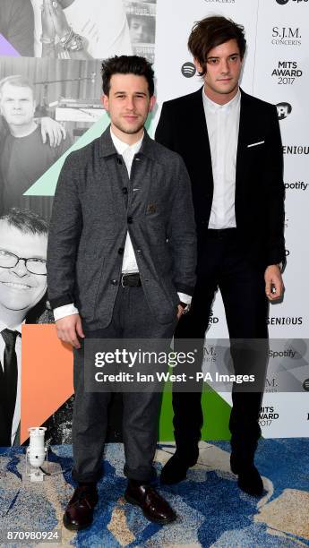 Dan Rothman and Dominic Major of London Grammar attending the Music Industry Trusts Award in aid of charities Nordoff Robbins and Brit Trust at the...