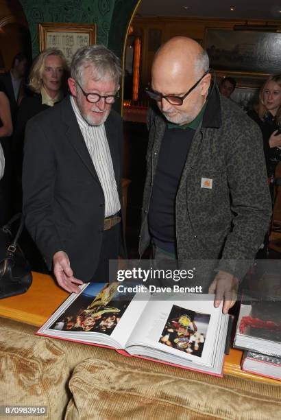 Chris Moore and Sam McKnight attend the launch of new book "Catwalking: Photographs By Chris Moore" hosted by the British Fashion Council at...