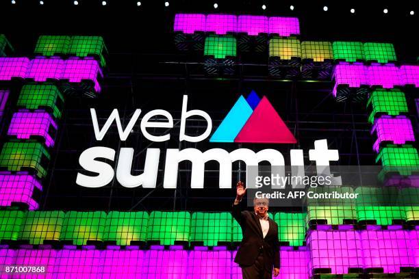 United Nations secretary general Antonio Guterres waves during the opening ceremony of the 2017 Web Summit in Lisbon on November 6, 2017. Europe's...