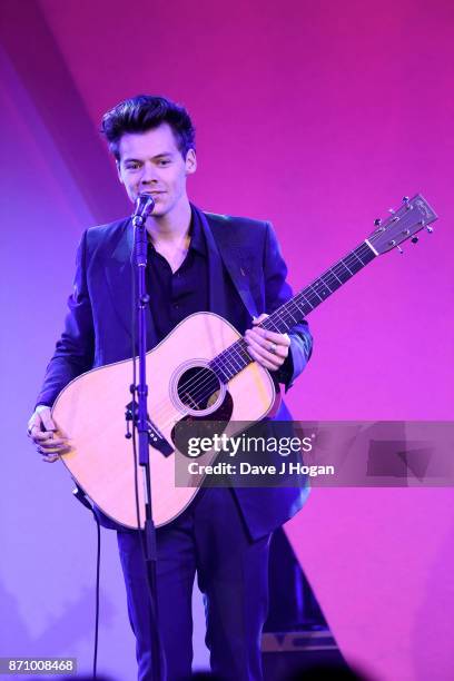 Harry Styles performs at the 26th annual Music Industry Trust Awards held at The Grosvenor House Hotel on November 6, 2017 in London, England.