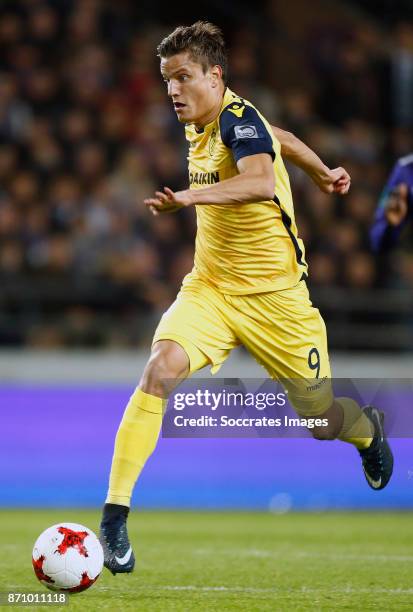 Jelle Vossen of Club Brugge during the Belgium Pro League match between Anderlecht v Club Brugge at the Constant Vanden Stock Stadium on November 5,...