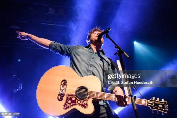 Singer Samu Hauber of Sunrise Avenue performs live on stage during a concert at Kesselhaus on November 6, 2017 in Berlin, Germany.