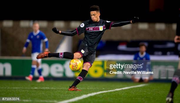Harvey Knibbs of Aston Villa during the Premier League Cup match between Ipswich Town and Aston Villa at Portman Road on November 06, 2017 in...
