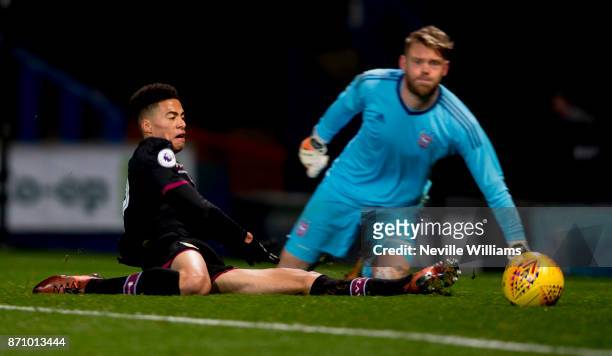 Harvey Knibbs of Aston Villa during the Premier League Cup match between Ipswich Town and Aston Villa at Portman Road on November 06, 2017 in...