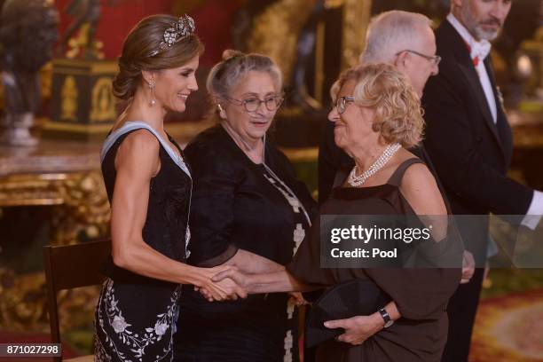 Queen Letizia of Spain and Israeli President wife Nechama Rivlin attend a Gala Dinner at the Royal Palace on November 6, 2017 in Madrid, Spain.