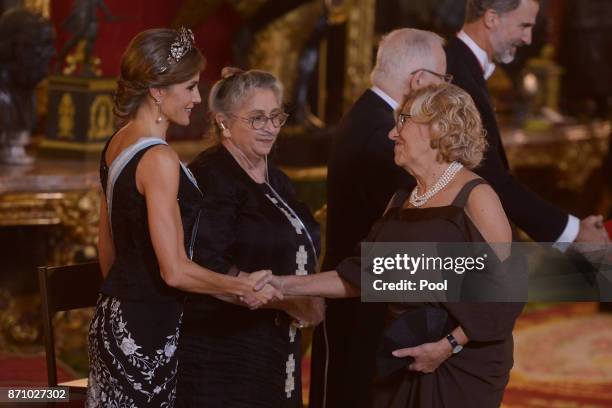 Queen Letizia of Spain and Israeli President wife Nechama Rivlin attend a Gala Dinner at the Royal Palace on November 6, 2017 in Madrid, Spain.