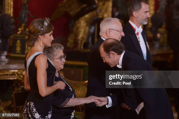 King Felipe VI of Spain , Queen Letizia of Spain Israeli President Reuven Rivlin and wife Nechama Rivlin attend a Gala Dinner at the Royal Palace on...