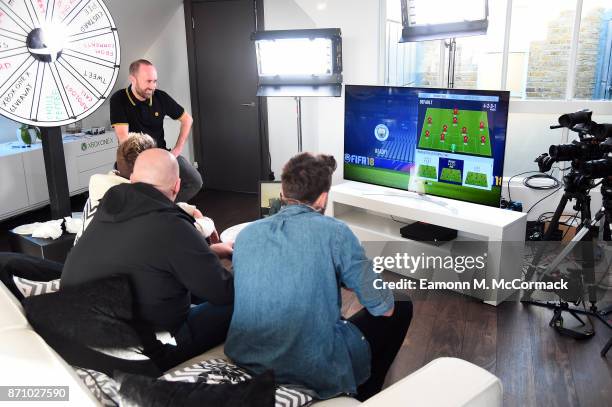 Total Tekkers' Rocket, Miniminter, Bateson and Xbox On's Benny at the Xbox One X Launch Livestream on November 6, 2017 in London, England.