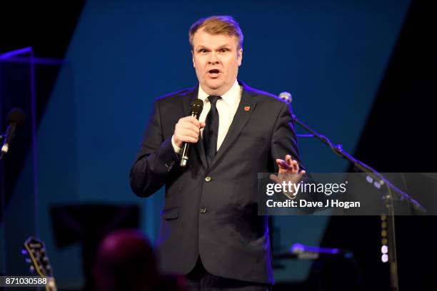 Rob Stringer, Winner of the MITS Award 2017, speaks on stage at the 26th annual Music Industry Trust Awards held at The Grosvenor House Hotel on...