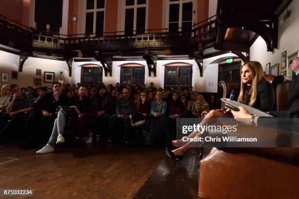 Caitlyn Jenner addresses students at The Cambridge Union on November 6, 2017 in Cambridge, Cambridgeshire.