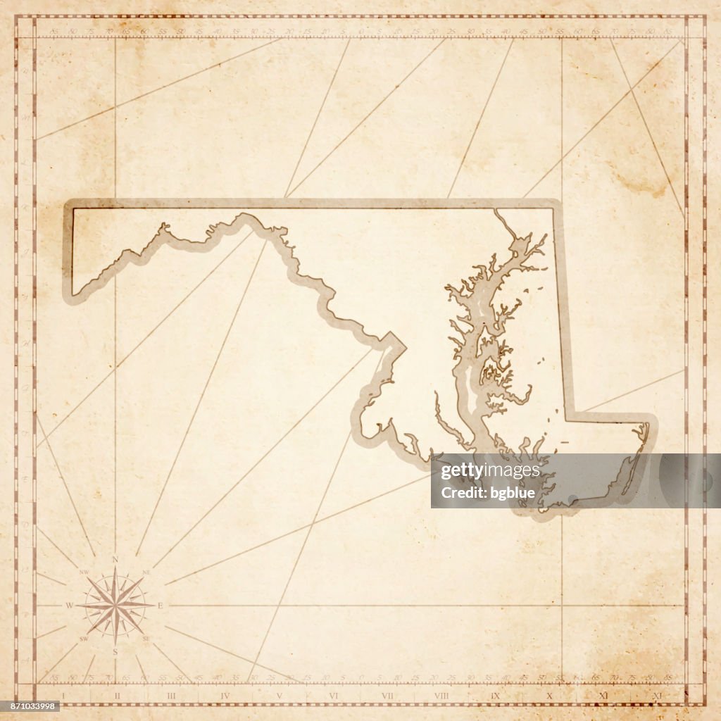 Maryland map in retro vintage style - old textured paper