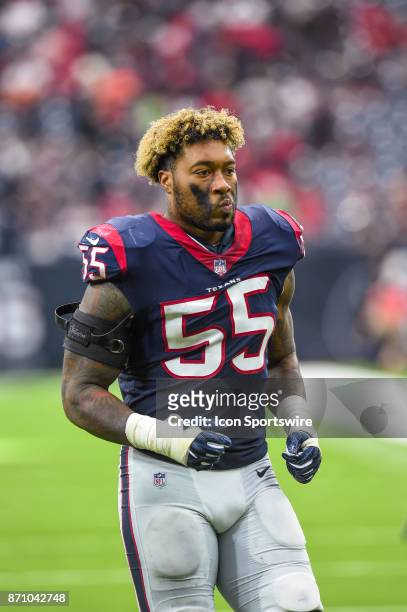 Houston Texans inside linebacker Benardrick McKinney walks off the field after the football game between the Indianapolis Colts and the Houston...