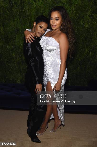 Teyana Taylor and Lala Anthony attend the 14th Annual CFDA/Vogue Fashion Fund Awards at Weylin B. Seymour's on November 6, 2017 in the Brooklyn...