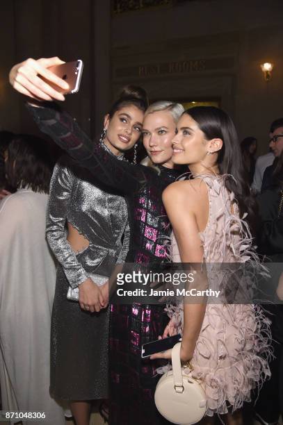 Taylor Hill, Karlie Kloss and Sara Sampaio attend the 14th Annual CFDA/Vogue Fashion Fund Awards at Weylin B. Seymour's on November 6, 2017 in the...