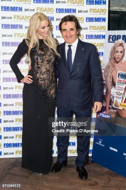 Ria Antoniou and Urbano Cairo attend For Men Magazine 2018 calendar presentation on November 6, 2017 in Milan, Italy.