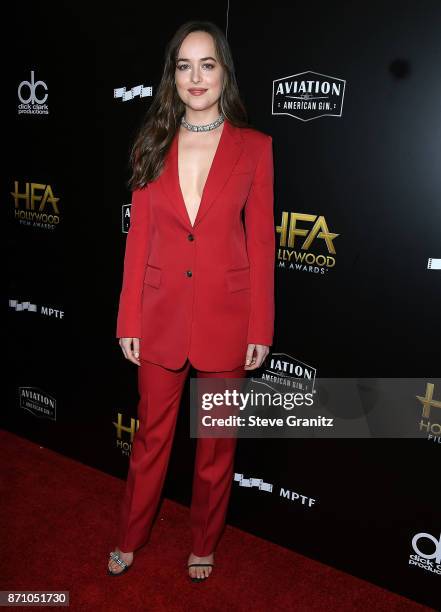 Dakota Johnson arrives at the 21st Annual Hollywood Film Awards at The Beverly Hilton Hotel on November 5, 2017 in Beverly Hills, California.