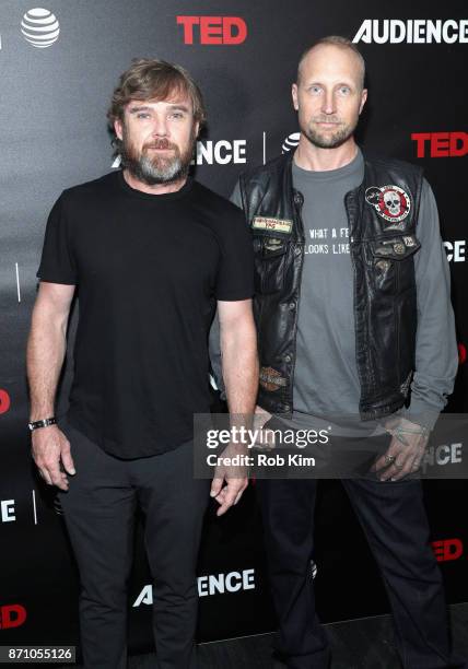 Co-executive producers Ricky Schroder and River Rainbow Hagg attend AT&T AUDIENCE Network's "The Volunteers" premiere event on November 6, 2017 in...