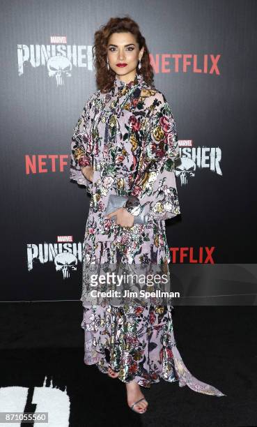 Actress Amber Rose Revah attends the "Marvel's The Punisher" New York premiere at AMC Loews 34th Street 14 theater on November 6, 2017 in New York...